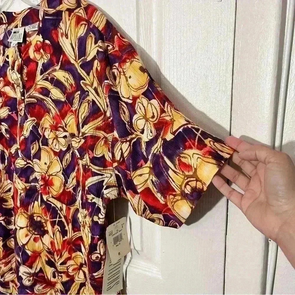 LESLIE FAY OPTIONS Vintage Cotton Zanzibar Group Floral top | size 8 - Picture 7 of 10
